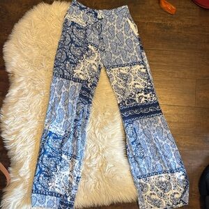 Zara Blue and White Patterned Trousers